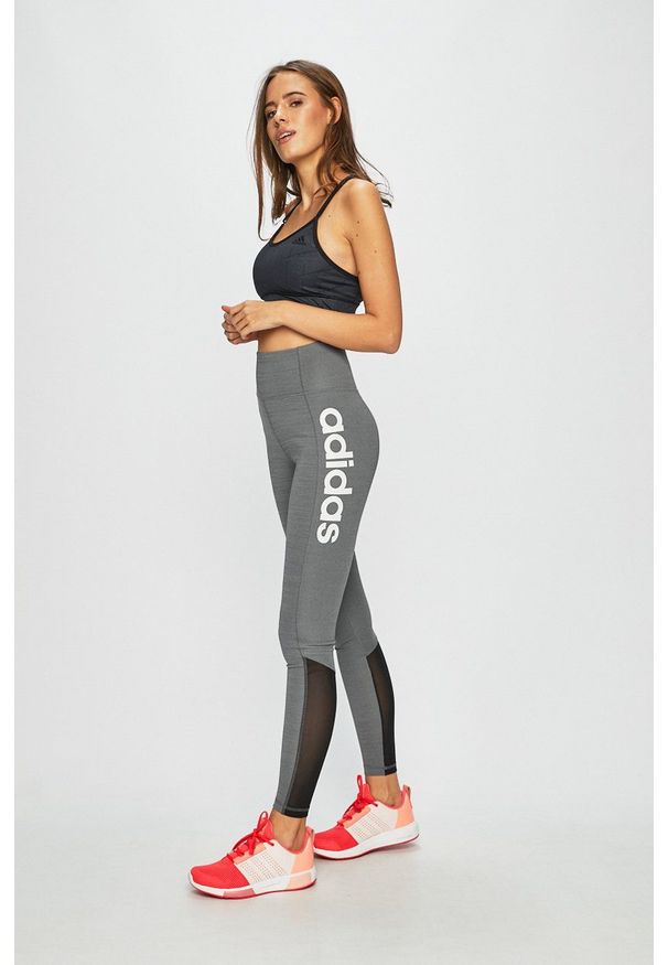 adidas Performance - Legginsy. Kolor: szary. Materiał: dzianina, materiał. Technologia: ClimaLite (Adidas). Wzór: nadruk