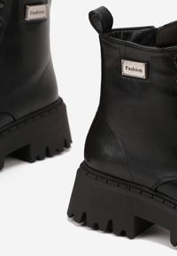 Born2be - Czarne Klasyczne Botki Workery z Aplikacją przy Cholewce Alerhia. Okazja: na co dzień. Kolor: czarny. Materiał: jeans, skóra. Szerokość cholewki: normalna. Wzór: aplikacja. Styl: klasyczny #5
