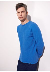 Ochnik - Niebieski sweter męski basic. Kolor: niebieski. Materiał: bawełna #1