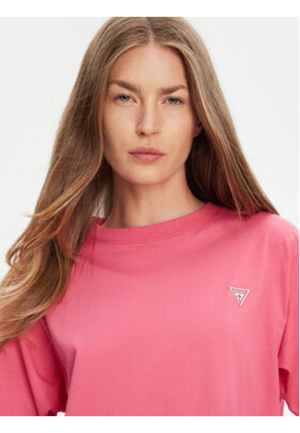 Guess Jeans T-Shirt W4YI05 K8HM0 Różowy Boxy Fit. Kolor: różowy. Materiał: bawełna