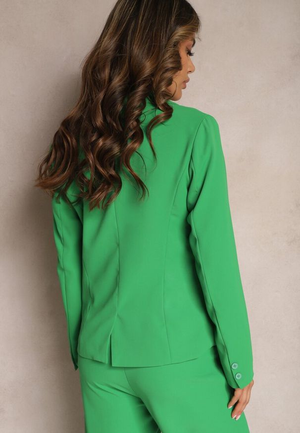 Renee - Zielona Marynarka o Klasycznym Fasonie z Jednym Guzikiem Pevira. Okazja: do pracy. Kolor: zielony. Styl: klasyczny