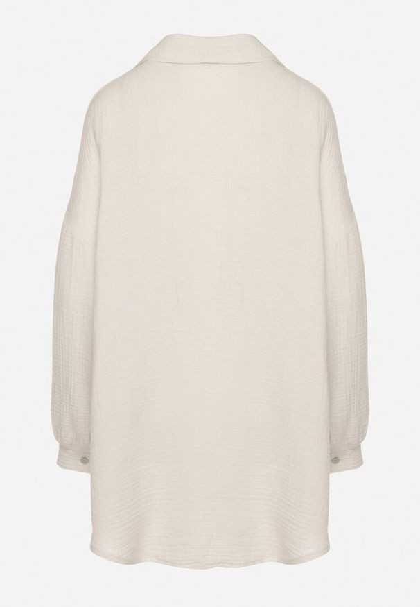 Born2be - Jasnobeżowa Bawełniana Koszula Muślinowa Atelora. Typ kołnierza: kołnierzyk klasyczny. Kolor: beżowy. Materiał: bawełna. Długość rękawa: długi rękaw. Długość: długie. Sezon: wiosna, lato. Styl: klasyczny