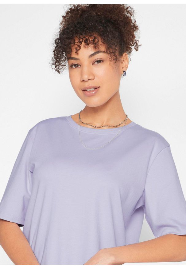 bonprix - Sukienka T-shirtowa oversized (2 szt.), z czystej bawełny. Kolor: fioletowy. Materiał: bawełna