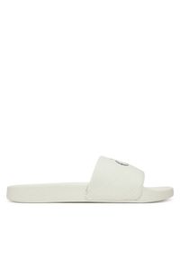 Calvin Klein Jeans Klapki Slide Monologo Cv YM0YM01367 Biały. Kolor: biały. Materiał: materiał