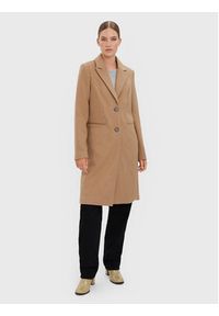 Vero Moda Płaszcz wełniany Blaza 10267495 Brązowy Regular Fit. Kolor: brązowy. Materiał: wełna, syntetyk