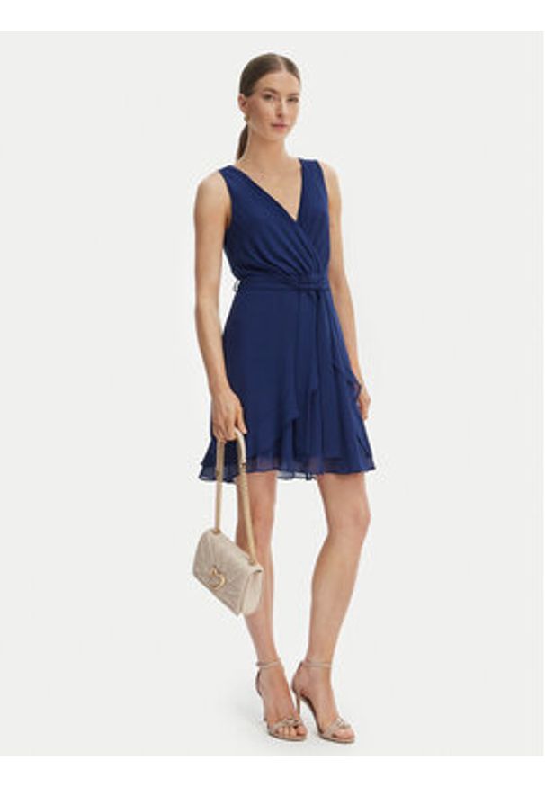 Morgan Sukienka koktajlowa 241-ROSVAL Granatowy Regular Fit. Kolor: niebieski. Materiał: syntetyk. Styl: wizytowy