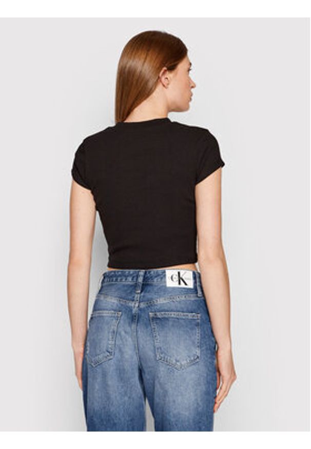 Calvin Klein Jeans T-Shirt J20J218337 Czarny Slim Fit. Kolor: czarny. Materiał: bawełna