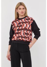 Love Moschino bluza bawełniana damska kolor czarny wzorzysta. Okazja: na co dzień. Kolor: czarny. Materiał: bawełna. Styl: casual