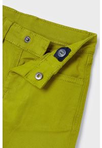 Mayoral spodnie dziecięce kolor zielony gładkie. Kolor: zielony. Materiał: bawełna. Wzór: gładki