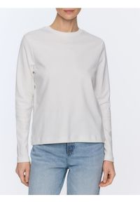 Reserved - Longsleeve z merceryzowanej bawełny - biały. Kolor: biały. Materiał: bawełna. Długość rękawa: długi rękaw