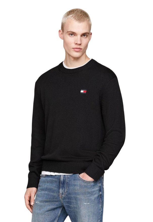 Tommy Jeans - TOMMY JEANS Czarny męski sweter. Kolor: czarny