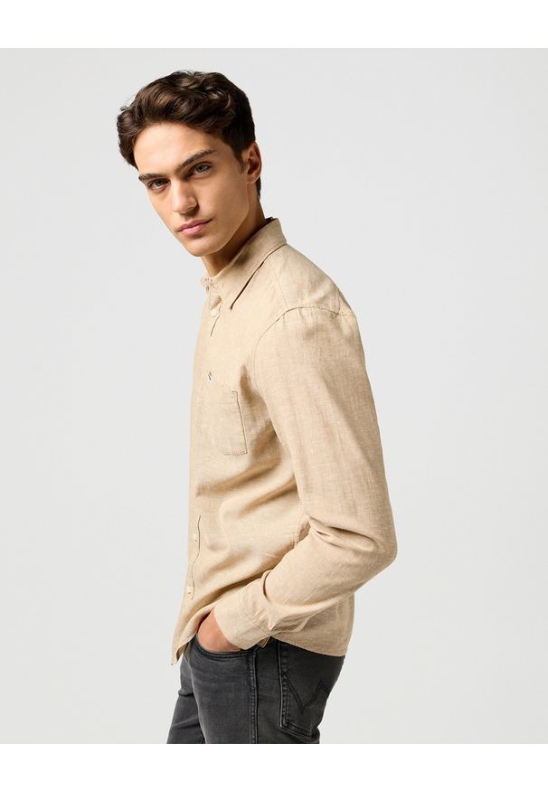 Wrangler - MESKA KOSZULA WRANGLER 1 PKT SHIRT TIMBERWOLF 112362754