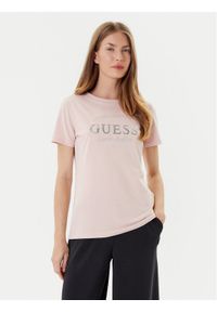Guess T-Shirt V5YI12 J1314 Różowy Regular Fit. Kolor: różowy. Materiał: bawełna