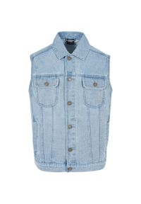 Urban Classics - Bezrękawnik Męski Denim. Kolor: niebieski, wielokolorowy, szary. Materiał: denim. Długość rękawa: bez rękawów