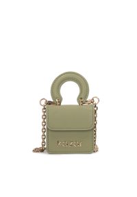 Kazar - Oliwkowa mini torebka z uchwytem i łańcuszkiem. Kolor: zielony. Wzór: aplikacja. Materiał: skórzane. Rozmiar: małe. Styl: elegancki. Rodzaj torebki: do ręki #1