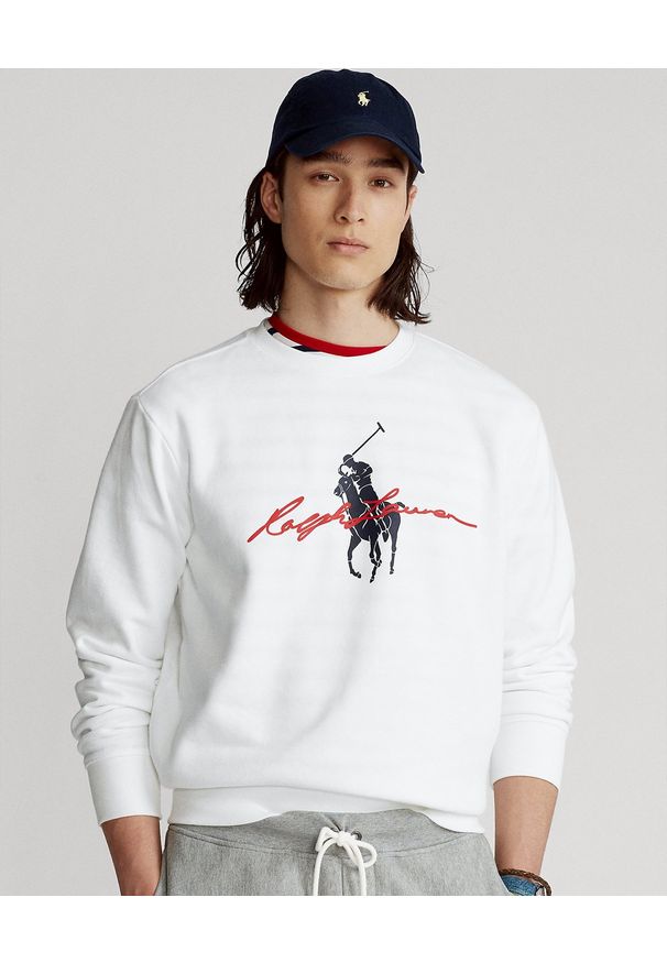 Ralph Lauren - RALPH LAUREN - Biała bluza Big Pony. Typ kołnierza: polo, bez kaptura. Kolor: biały. Materiał: tkanina. Wzór: nadruk