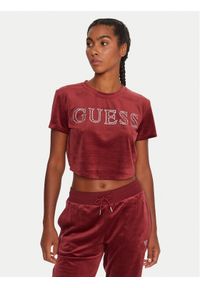 Guess T-Shirt V3BI01 K0232 Bordowy Regular Fit. Kolor: czerwony. Materiał: syntetyk