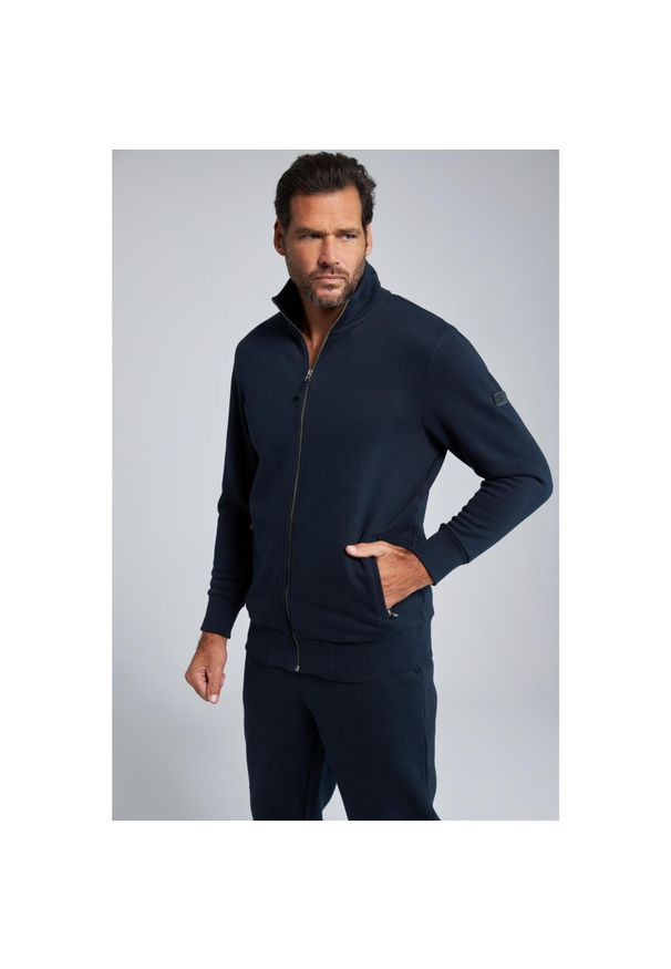 JAY-PI - Męska Bluza dresowa stójka do 8XL. Typ kołnierza: kołnierzyk stójkowy. Kolekcja: plus size. Kolor: niebieski. Materiał: bawełna, poliester, materiał