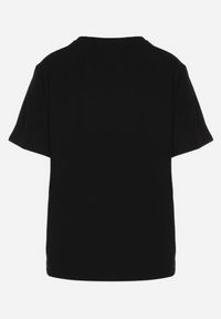 Born2be - Czarny T-shirt z Kieszonką Ozdobioną Cyrkoniami Ariless. Okazja: na co dzień. Kolor: czarny. Wzór: aplikacja. Styl: casual #7