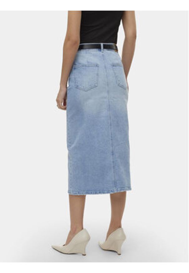 Vero Moda Spódnica jeansowa Veri 10295731 Niebieski Regular Fit. Kolor: niebieski. Materiał: bawełna