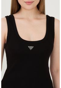 Guess - GUESS Czarny damski top Triangle Bling Rib Tank, Rozmiar S. Kolor: czarny #4