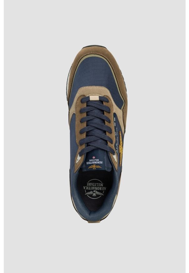 Aeronautica Militare - AERONAUTICA MILITARE Granatowo-brązowe sneakersy męskie, Rozmiar 43. Okazja: na co dzień. Kolor: niebieski
