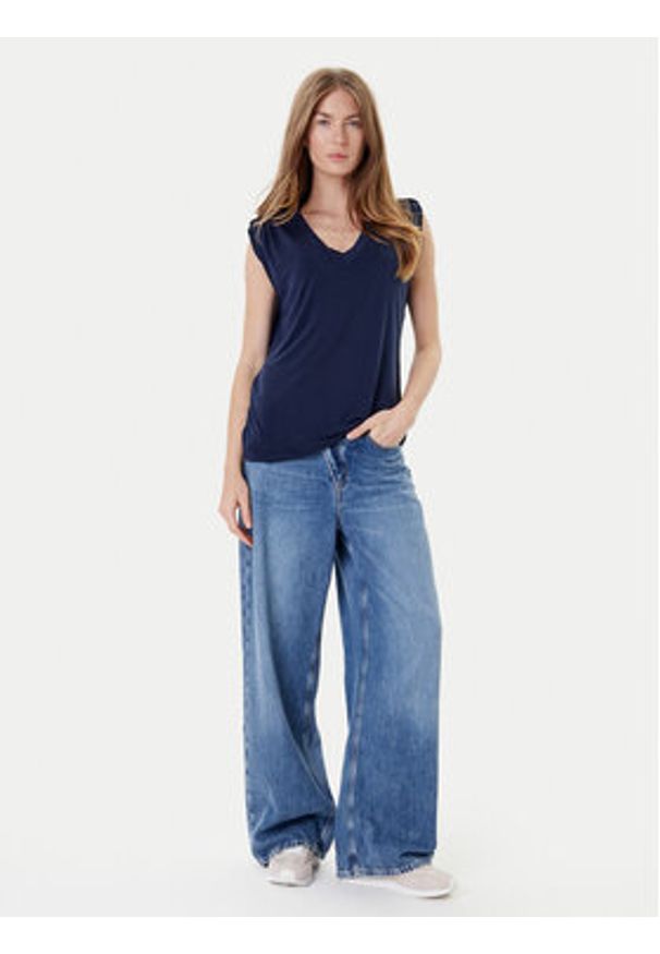 Guess Bluzka W5YP52 KCYW2 Granatowy Regular Fit. Kolor: niebieski