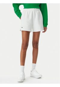 Lacoste Szorty sportowe GF9606 Biały Regular Fit. Kolor: biały. Materiał: syntetyk