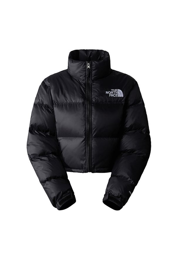 Kurtka The North Face Nuptse Short Jacket 0A5GGEKX71 - czarna. Kolor: czarny. Materiał: puch. Długość: krótkie. Wzór: aplikacja