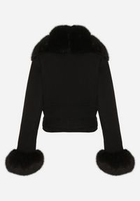Born2be - Czarna Ocieplana Kurtka Ramoneska z Futrem przy Kołnierzu i Rękawach Mevesala. Kolor: czarny. Materiał: futro. Długość: krótkie #7
