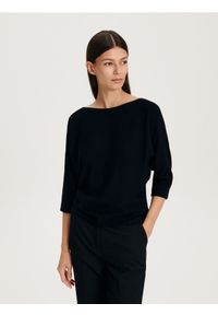 Reserved - Bluzka z wiskozą - czarny. Kolor: czarny. Materiał: wiskoza #1