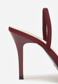 Renee - Bordowe Szpilki o Satynowym Wykończeniu z Aplikacją w Kształcie Kokardy Gihaen. Okazja: do pracy. Kolor: czerwony. Materiał: satyna. Wzór: aplikacja. Obcas: na szpilce #2