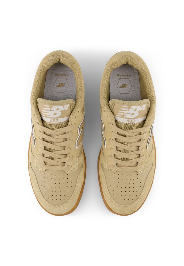 Buty unisex New Balance Numeric UN480TSG – beżowe. Kolor: beżowy. Materiał: zamsz, materiał, skóra, guma, syntetyk. Szerokość cholewki: normalna. Wzór: nadruk. Sport: bieganie