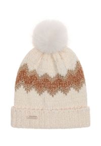 Ochnik - Beżowa czapka damska z pomponem. Kolor: biały. Materiał: akryl. Sezon: zima