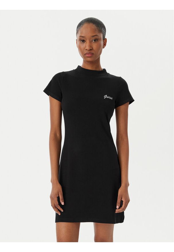 Guess Sukienka codzienna V6RK06 K8RT2 Czarny Slim Fit. Okazja: na co dzień. Kolor: czarny. Materiał: wiskoza. Typ sukienki: proste. Styl: casual