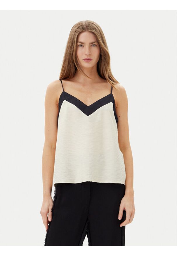 Vero Moda Top Denise 10329790 Beżowy Regular Fit. Kolor: beżowy. Materiał: wiskoza