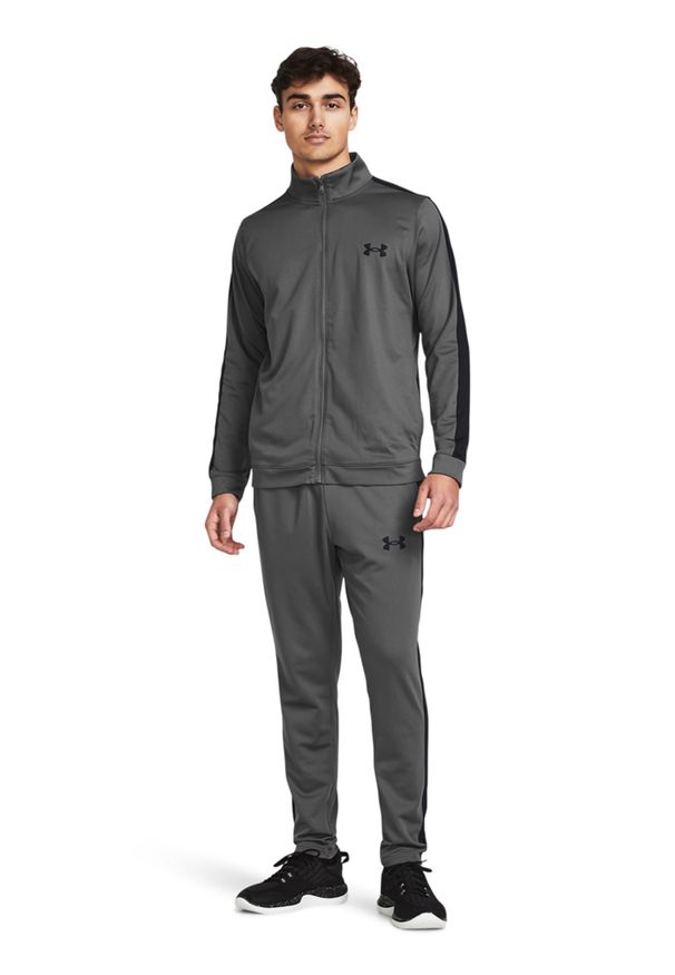 Komplet dresowy męski Under Armour UA Knit Track Suit - szary. Kolor: szary. Materiał: dresówka. Wzór: gładki. Styl: klasyczny