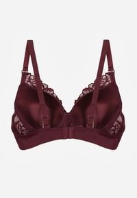 Born2be - Bordowy Klasyczny Biustonosz Zdobiony Koronką Idarodia. Kolor: czerwony. Materiał: koronka. Wzór: koronka, aplikacja #4