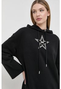 Pinko sukienka bawełniana kolor czarny mini oversize. Typ kołnierza: kaptur. Kolor: czarny. Materiał: bawełna. Długość rękawa: długi rękaw. Typ sukienki: oversize. Długość: mini #5