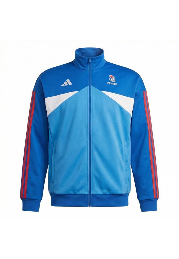 Adidas - Kurtka dresowa damska Francja 2026/27. Kolor: niebieski. Materiał: dresówka. Sport: piłka ręczna