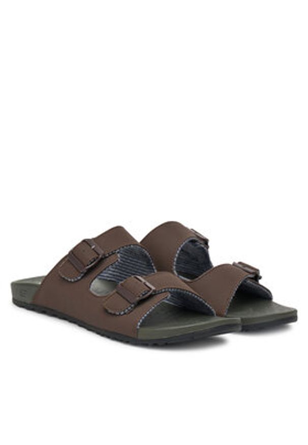 skechers - Skechers Klapki Pelem-Rolento 66042/CHOC Brązowy. Kolor: brązowy. Materiał: skóra