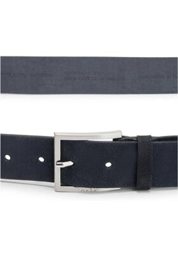 Hugo - HUGO Pasek Męski 50497455 Czarny. Kolor: czarny. Materiał: zamsz, skóra
