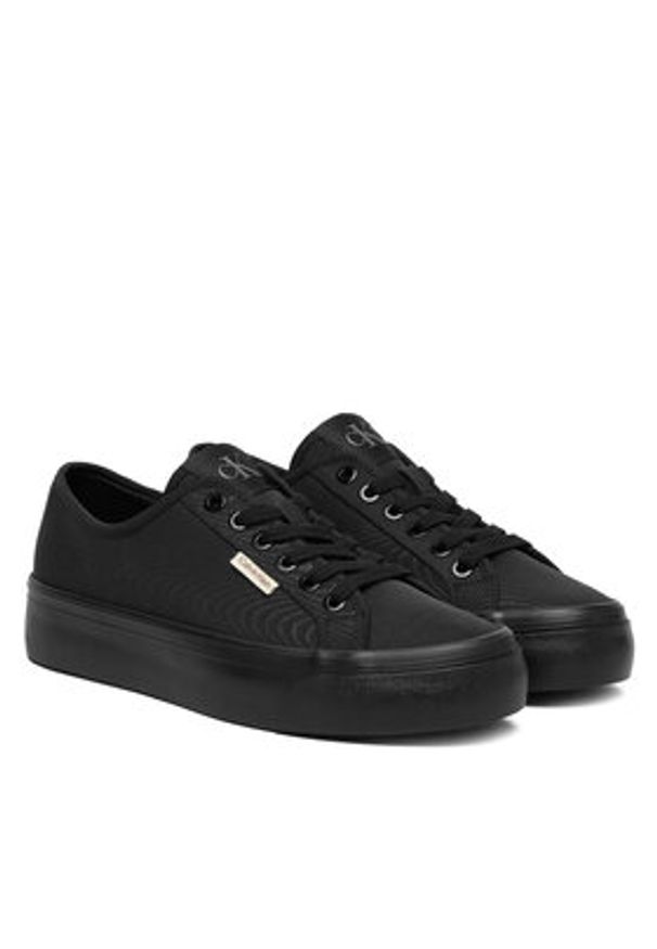 Calvin Klein Sneakersy Vulc Flatform Lace Up Moire YW0YW02012 Czarny. Kolor: czarny. Materiał: materiał
