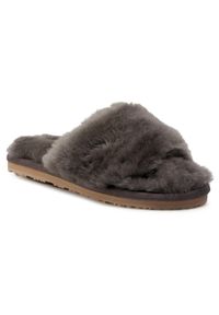 Mou Klapki Sheepskin Fur Slide Slipper FW161001L Szary. Kolor: szary. Materiał: skóra