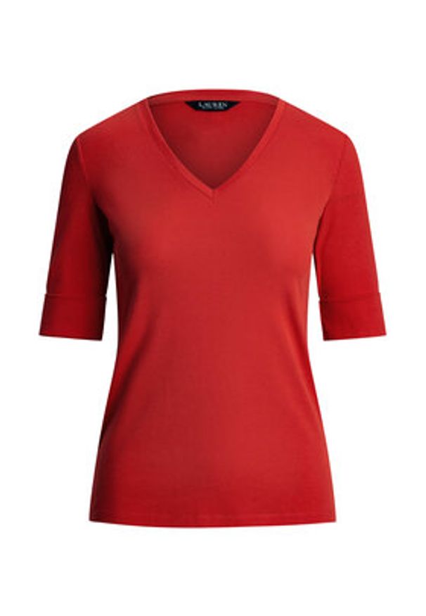 Lauren Ralph Lauren - LAUREN RALPH LAUREN Bluzka 200815843008 Czerwony Slim Fit. Kolor: czerwony. Materiał: bawełna