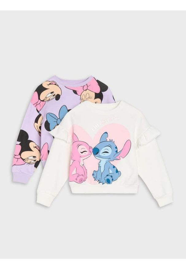 Sinsay - Bluza crewneck Disney 2 pack - kremowy. Kolor: kremowy. Wzór: motyw z bajki