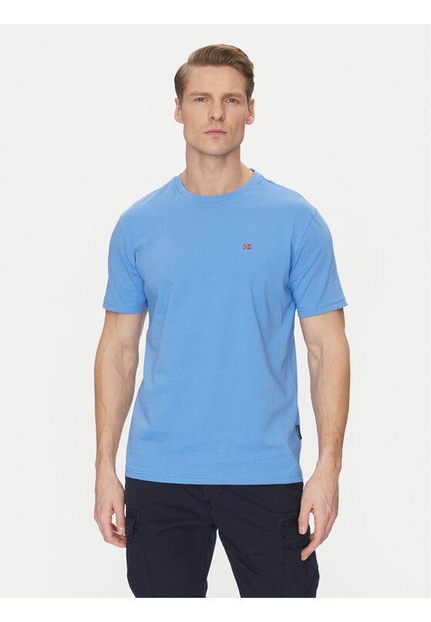 Napapijri T-Shirt Salis NP0A4H8D Niebieski Regular Fit. Kolor: niebieski. Materiał: bawełna