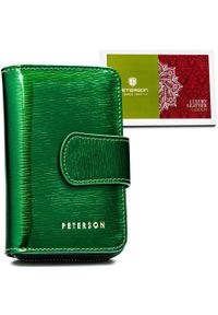 Portfel damski Peterson PTN 76115-SH zielony. Kolor: zielony. Materiał: lakier, skóra