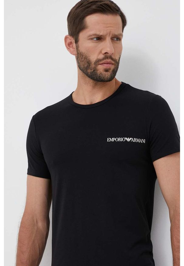 Emporio Armani Underwear t-shirt lounge 2-pack z nadrukiem. Długość rękawa: krótki rękaw. Długość: krótkie. Wzór: nadruk. Styl: klasyczny