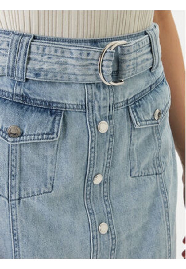 Morgan Spódnica jeansowa 251-JOLAM Błękitny Regular Fit. Kolor: niebieski. Materiał: bawełna